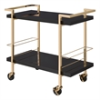 Pemberly Row Modern Serving Cart in Black Metal and Gold Frame