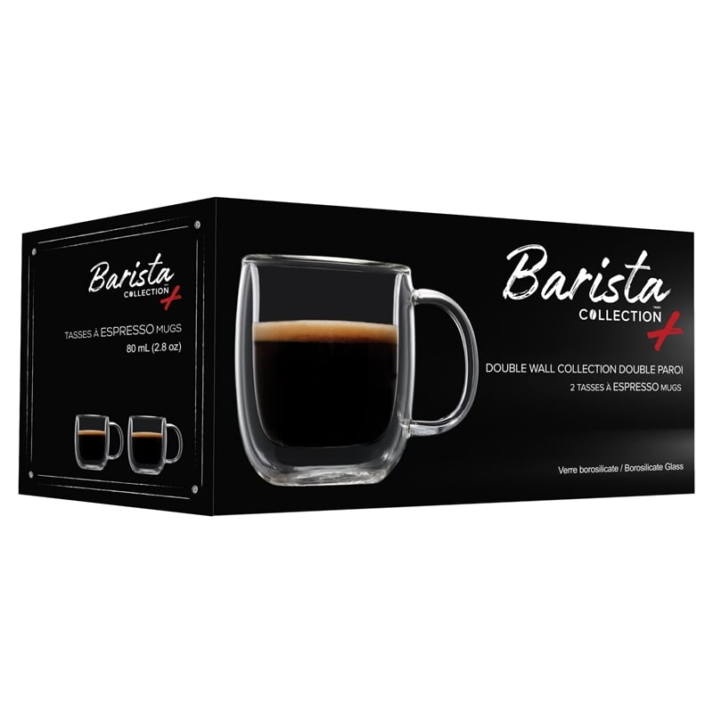 Pemberly Row Cafe Latte Glass Double Wall Mug 4 PC 475ML Barista