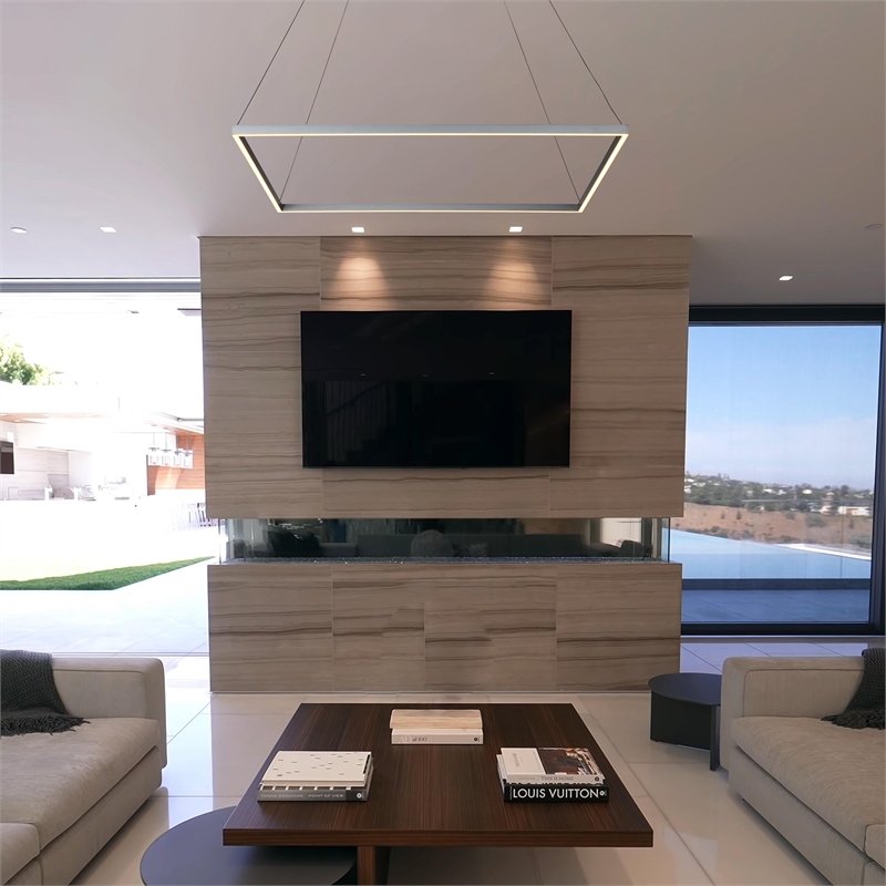 Pemberly Row Square Adjustable ETL Certified Integrated LED Chandelier Silver