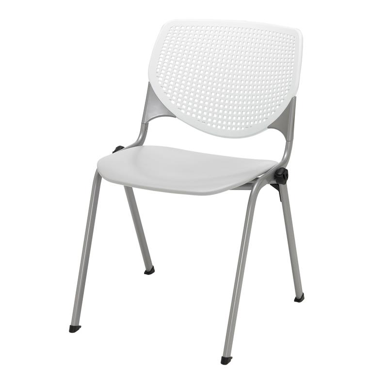 Pemberly Row Modern Stack Chair - White Back - Light Gray Seat
