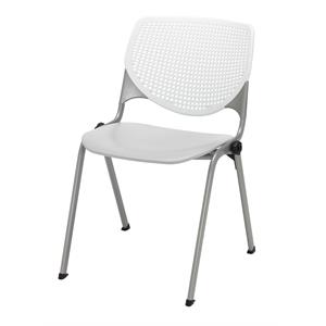 Pemberly Row Modern Stack Chair - White Back - Light Gray Seat