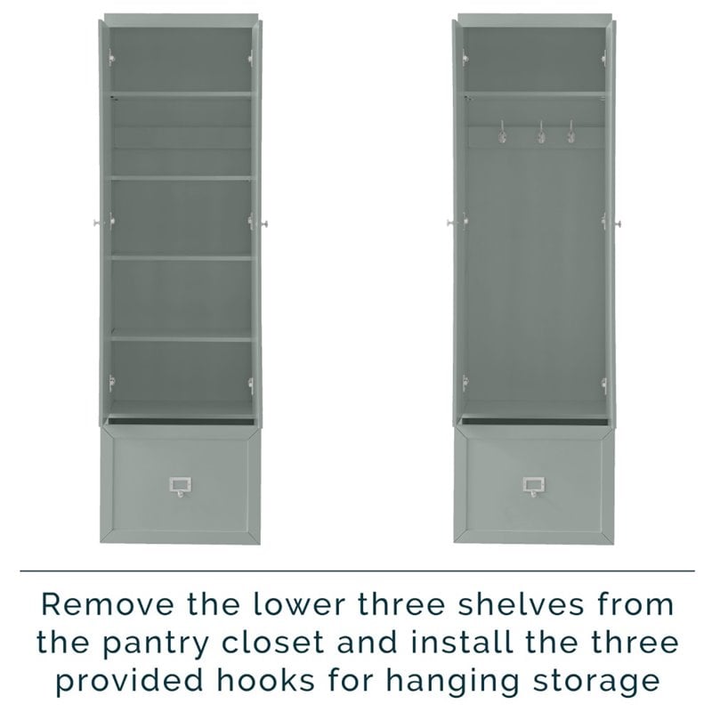 Pemberly Row Contemporary Contemporary Modern Wood/Metal Pantry Closet in Gray