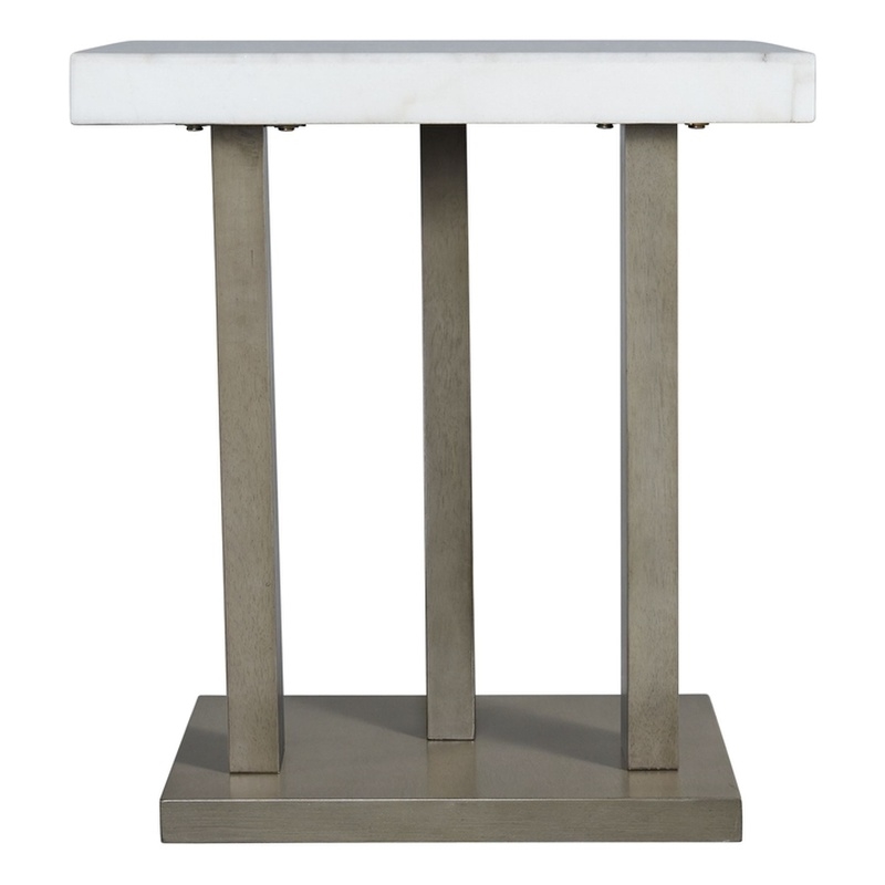 Pemberly Row Modern / Contemporary Square Marble End Table in Gray