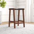 Pemberly Row Mid-Century Modern Saddle Genuine Leather Counter Stool in Black
