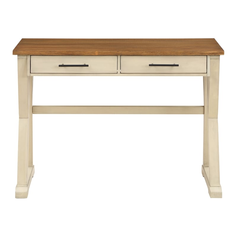 Pemberly Row Rustic Writing Desk with Drawers - Antique White - Engineered Wood