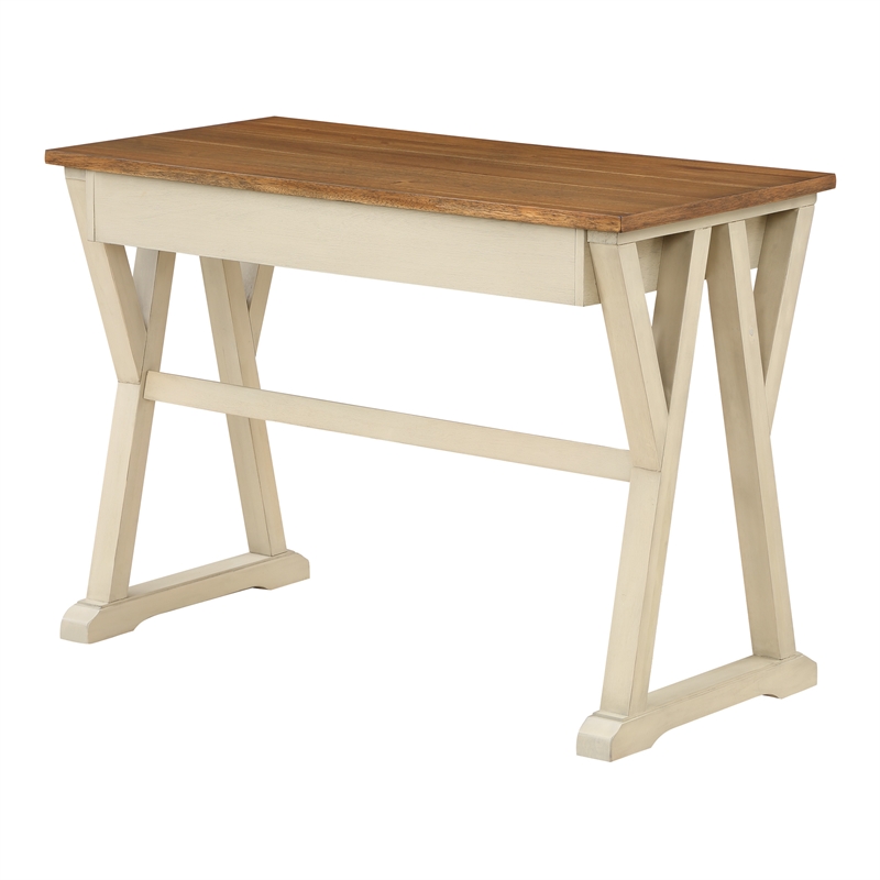 Pemberly Row Rustic Writing Desk with Drawers - Antique White - Engineered Wood