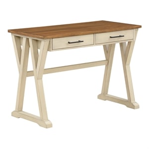 Pemberly Row Rustic Writing Desk with Drawers - Antique White - Engineered Wood