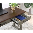 Pemberly Row Rustic Writing Desk with Drawers in Slate Gray in Engineered Wood