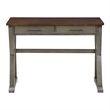 Pemberly Row Rustic Writing Desk with Drawers in Slate Gray in Engineered Wood