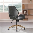 Pemberly Row Office Chair in Black Faux Leather with Gold Base