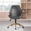 Pemberly Row Office Chair in Black Faux Leather with Gold Base