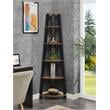 Pemberly Row Five-Tier Corner Bookshelf - Nutmeg Wood Finish w/ Black Wood Frame