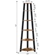 Pemberly Row Five-Tier Corner Bookshelf - Nutmeg Wood Finish w/ Black Wood Frame