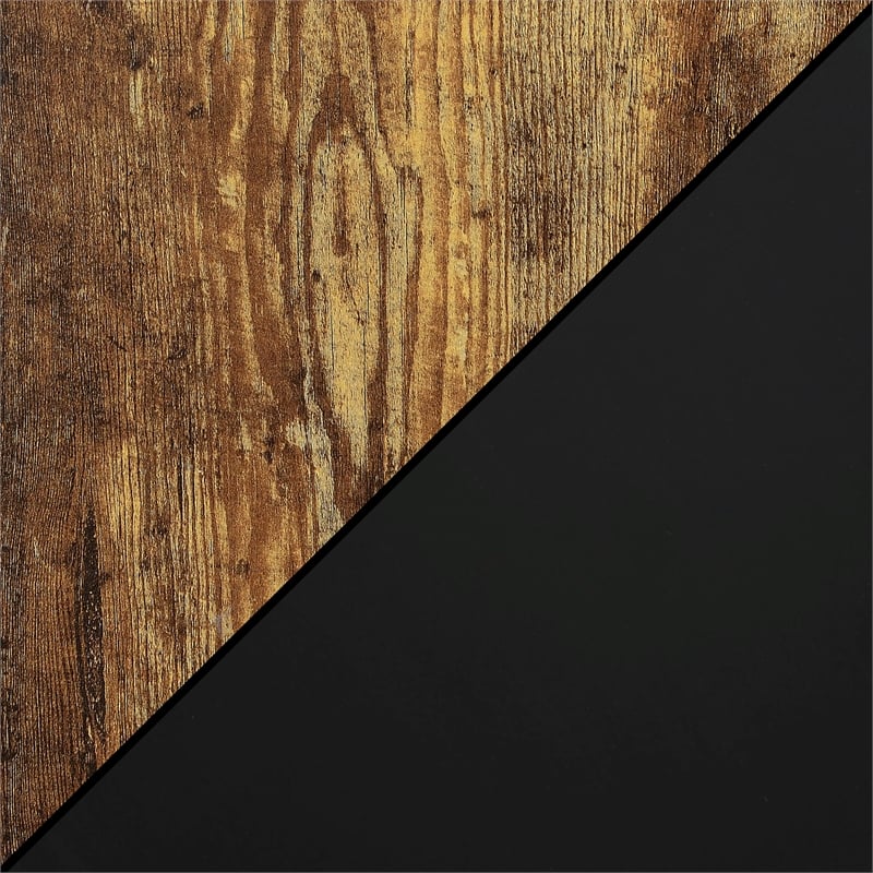 Pemberly Row Five-Tier Corner Bookshelf - Nutmeg Wood Finish w/ Black Wood Frame