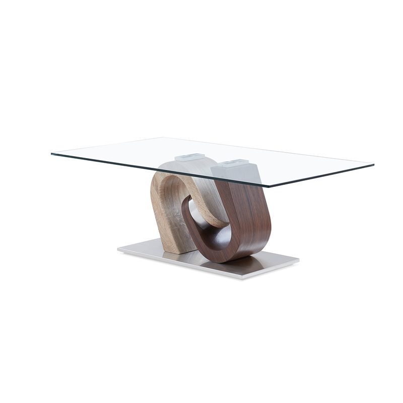 Pemberly Row Modern Multi-Color Glass Top Modern Coffee Table