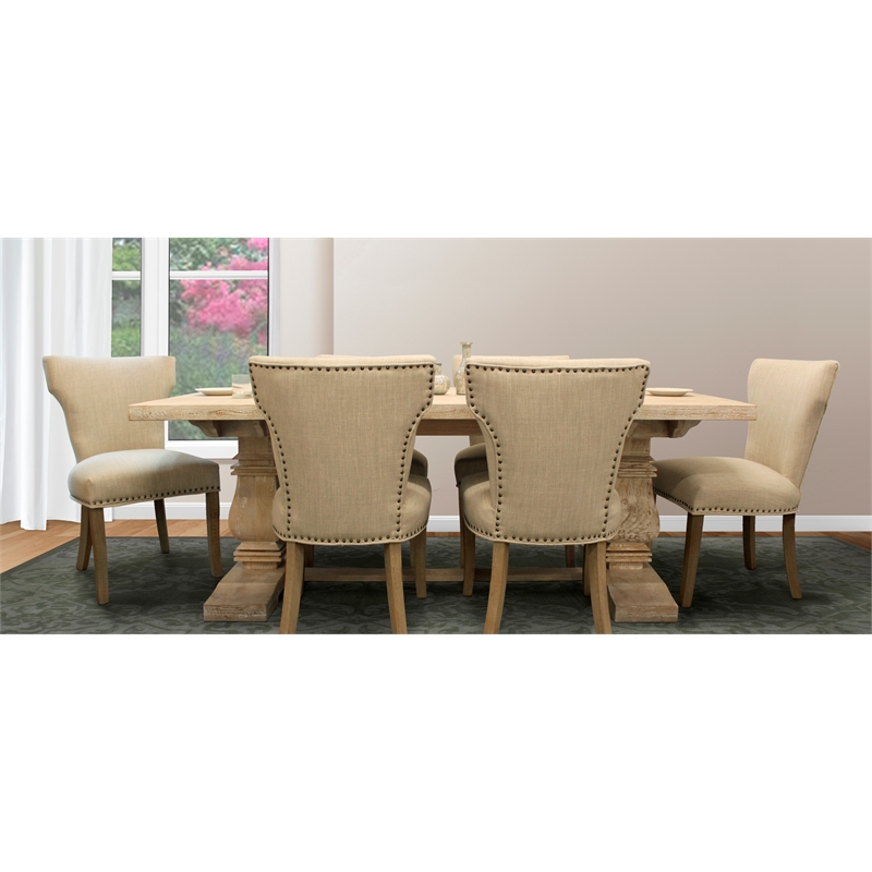Pemberly Row Rectangular Dining Table in Mango Solid Wood with White Wash Finish