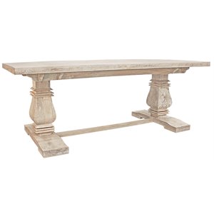 Pemberly Row Rectangular Dining Table in Mango Solid Wood with White Wash Finish