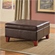 Pemberly Row Transitional Faux Leather Storage Ottoman in Brown Finish