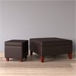 Pemberly Row Transitional Faux Leather Storage Ottoman in Brown Finish