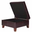 Pemberly Row Transitional Faux Leather Storage Ottoman in Brown Finish