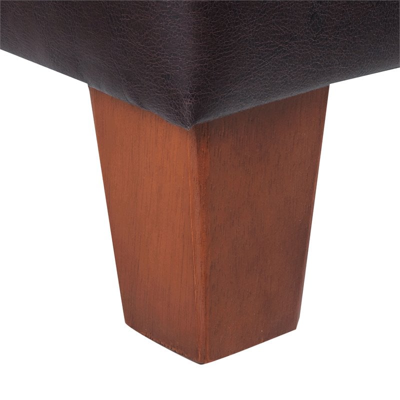 Pemberly Row Transitional Faux Leather Storage Ottoman in Brown Finish