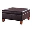 Pemberly Row Transitional Faux Leather Storage Ottoman in Brown Finish