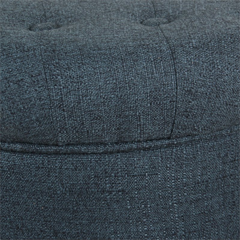 Pemberly Row Boho Transitional Wood and Fabric Storage Ottoman in Indigo Blue