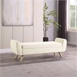 Pemberly Row Sherpa Modern Fabric Storage Bench with Wood Legs in Cream