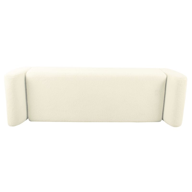 Pemberly Row Sherpa Modern Fabric Storage Bench with Wood Legs in Cream