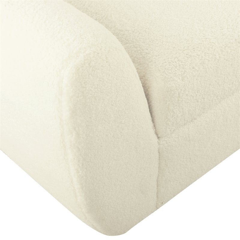 Pemberly Row Sherpa Modern Fabric Storage Bench with Wood Legs in Cream