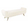 Pemberly Row Sherpa Modern Fabric Storage Bench with Wood Legs in Cream