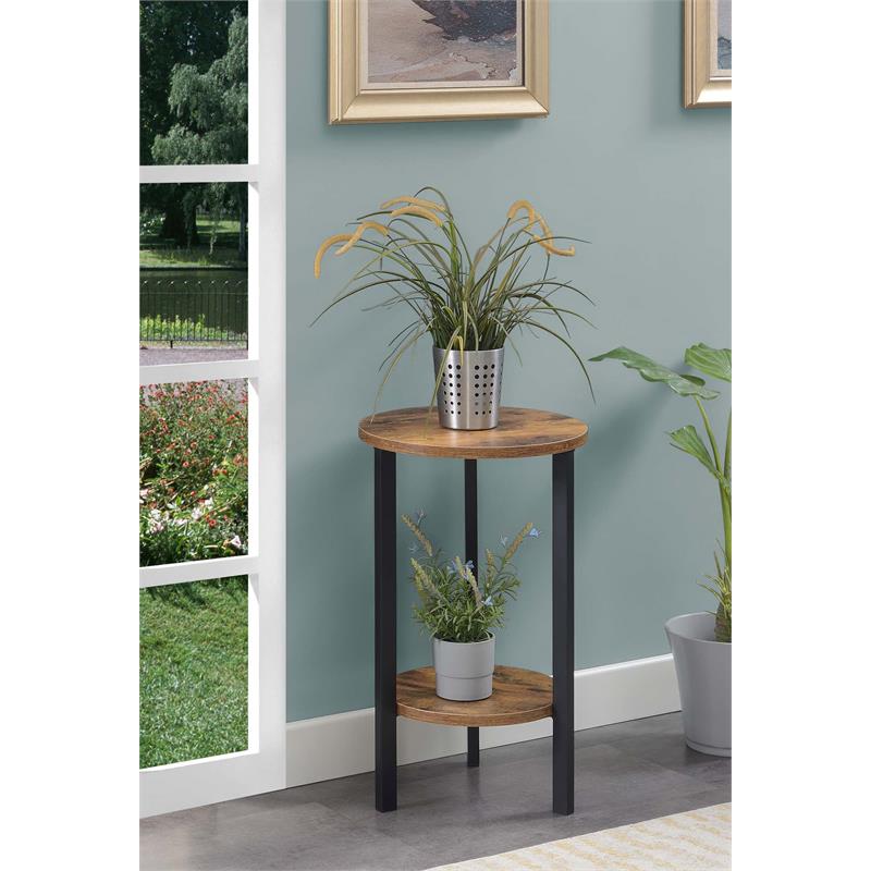 Pemberly Row 24-inch Two-Tier Plant Stand in Nutmeg Wood Finish