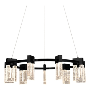 Pemberly Row 27&quot Integrated LED Aluminum Circular Chandelier - Black