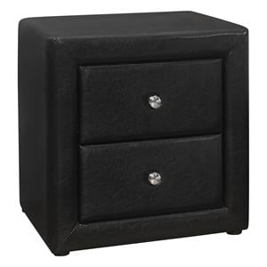 Pemberly Row Bedroom Accent Nightstand End Side Lamp in Black Pu Leather