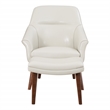 Pemberly Row Chair and Ottoman in Cream Faux Leather with Medium Espresso Legs
