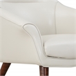 Pemberly Row Chair and Ottoman in Cream Faux Leather with Medium Espresso Legs