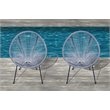 Pemberly Row Modern Metal Patio Chairs in Blue/Gray (Set of 2)