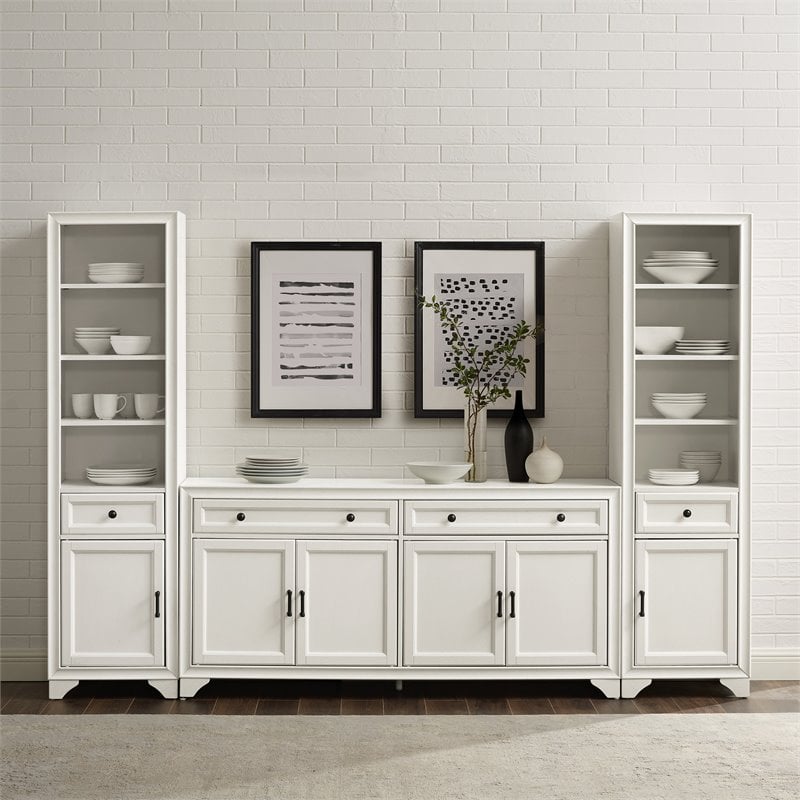 Pemberly Row 3PC Entertainment Center/Sideboard and Bookcases in White