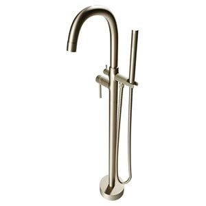 Pemberly Row Brass Tub Filler with Standard Handheld Shower in Nickel