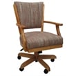 Pemberly Row Classic Caster Solid Wood Dining Chair in Fabric Honey Oak Wood