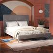 Pemberly Row Upholstered Platform Bed Queen in Light Gray Velvet