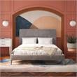 Pemberly Row Upholstered Platform Bed Queen in Light Gray Velvet