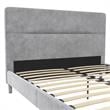 Pemberly Row Upholstered Platform Bed Queen in Light Gray Velvet