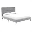 Pemberly Row Upholstered Platform Bed Queen in Light Gray Velvet