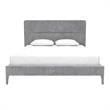 Pemberly Row Upholstered Platform Bed Queen in Light Gray Velvet