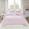 Pemberly Row Polyester Printed Brushed Comforter Set in Pink Blush