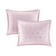 Pemberly Row Polyester Printed Brushed Comforter Set in Pink Blush