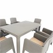 Pemberly Row 7-Piece Plastic Patio Dining Set with Beige Cushions in Gray