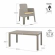 Pemberly Row 7-Piece Plastic Patio Dining Set with Beige Cushions in Gray