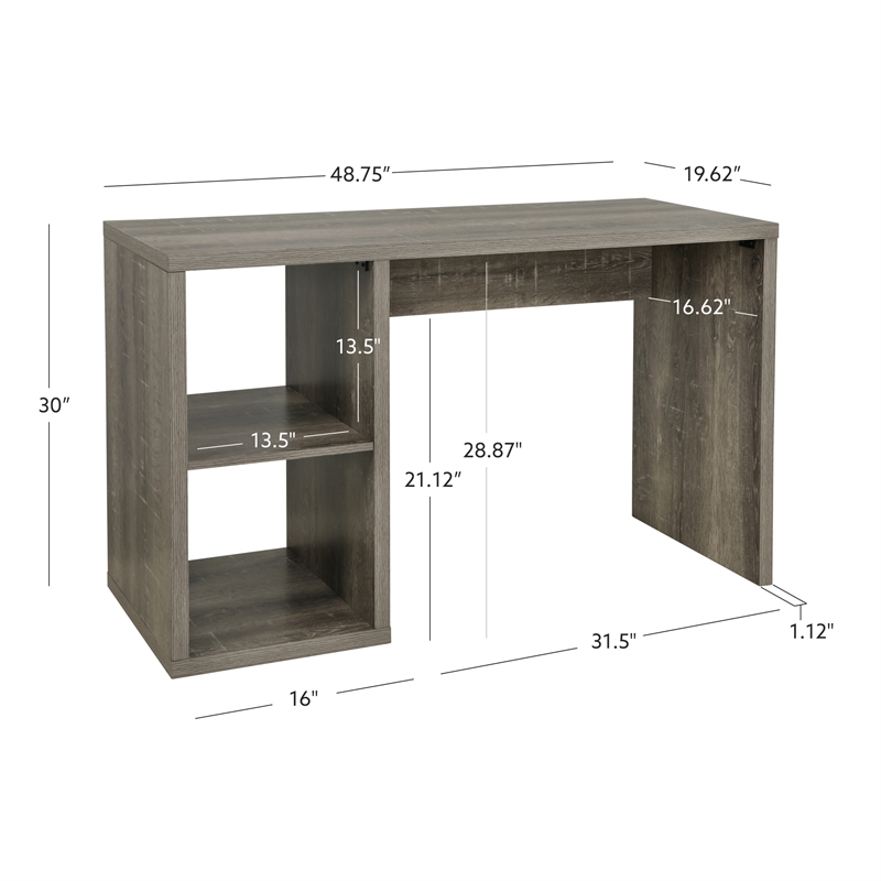 Pemberly Row Contemporary Wood Two Cube Home Office Desk in Gray